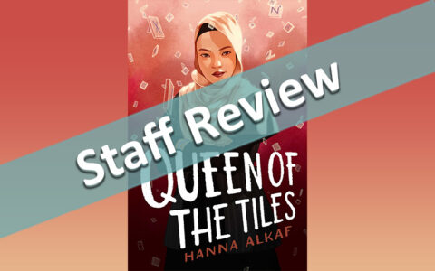 Queen of the Tiles book cover with "Staff Review" banner over top.