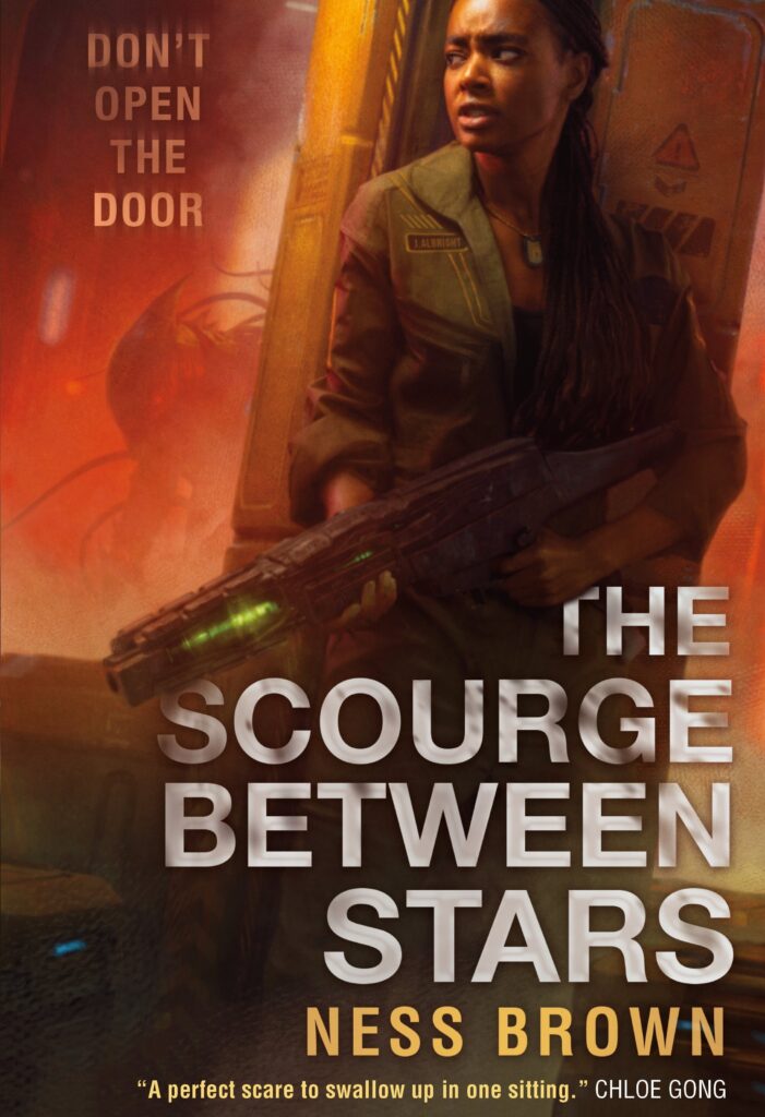 "The Scourge Between Stars" book cover. A generation ship sci-fi novel.